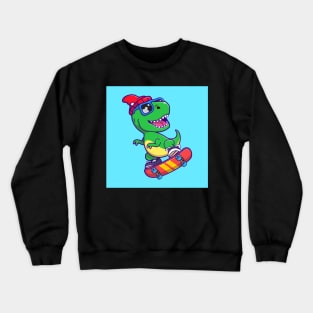 cute_dinosaur_playing_skateboard_vector_illustration Crewneck Sweatshirt